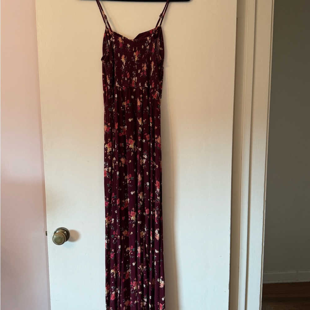 Xhilaration Burgundy Floral Maxi Dress Medium - Picture 2 of 7
